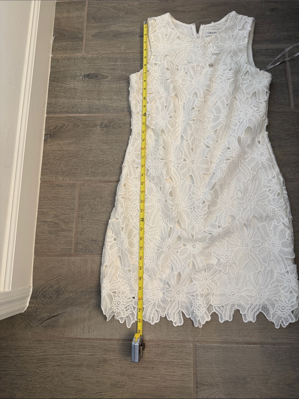 Calvin Klein White Floral Lace Mini Dress - Picture 9 of 11